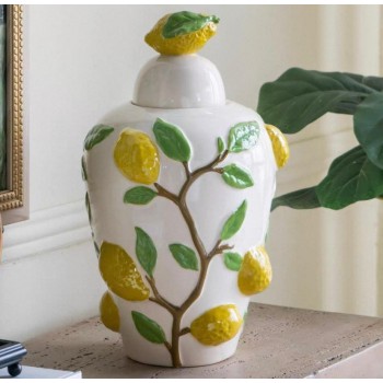 فازه سيراميك بتصميم غصن بالليمون 8142