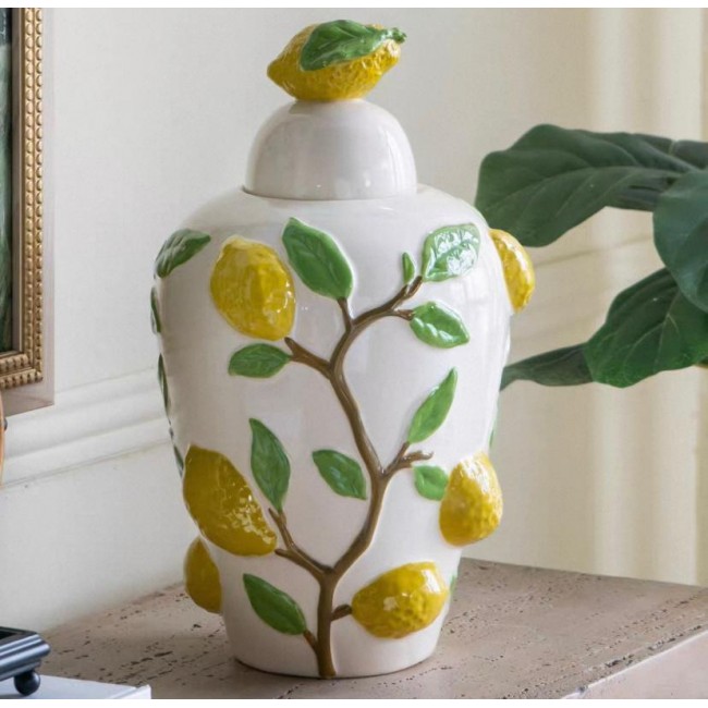 فازه سيراميك بتصميم غصن بالليمون 8142