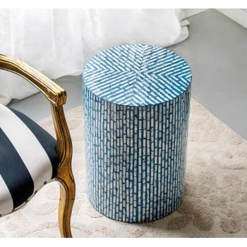 طاوله جانبيه مستديره مطعمه برقائق صدف طبيعه فاخره 7821