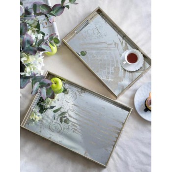 طقم صينيه تقديم مرايا 2 قطعه مستطيله7899 طقم صينيه تقديم مرايا 2 قطعه مستطيله7899