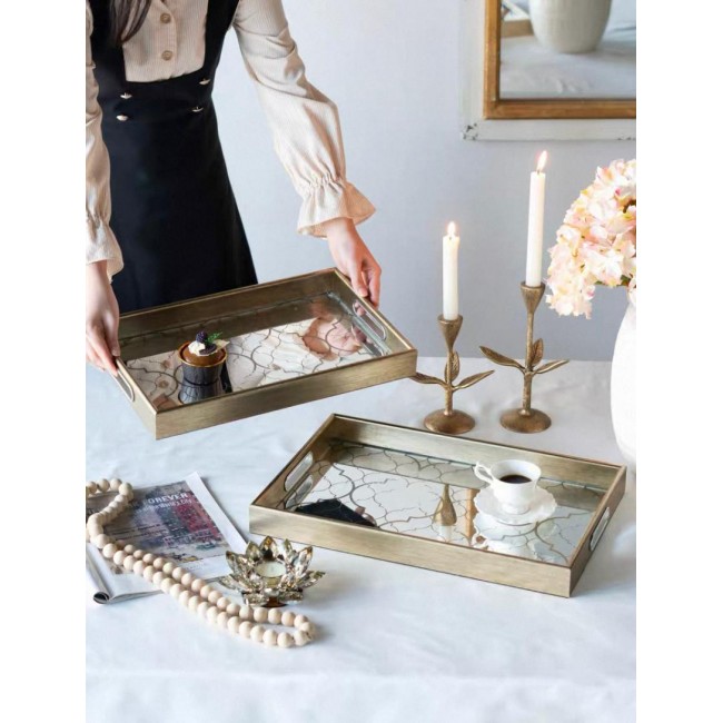 طقم صينيه مرايا تقديم2 قطعه مستطيله 7900