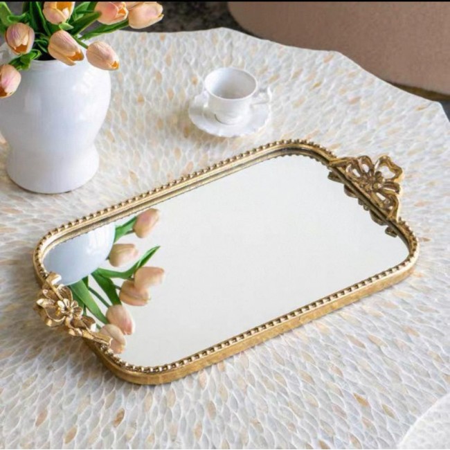 صينيه معدن مشغول يدويا فنتج ستايل بتصميم ورده 7926