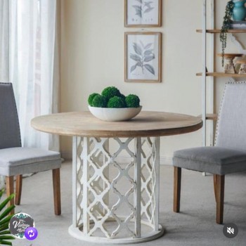 طاوله سفره مصنوعه من الخشب الطبيعي فنتج ستايل عرض السطح 120cmL7985