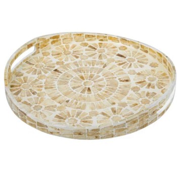 صينيه تقديم فاخره مطعمه بقطع من صدف الطبيعي 8009