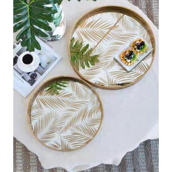 طقم صينية تقديم2 قطع دائريه مذهبه 7897 طقم صينية تقديم2 قطع دائريه مذهبه 7897