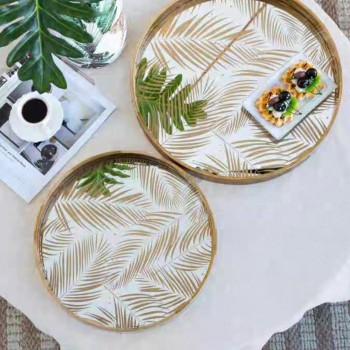 طقم صينية تقديم2 قطع دائريه مذهبه  7897