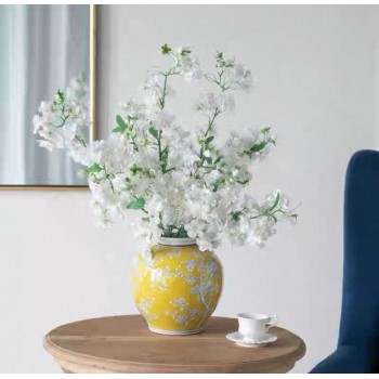 فازه سيراميك صفراء بتصميم اوربي فاخر 7837