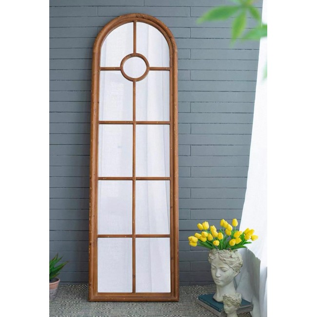 مرايا جداريه باطار خشبي طبيعي بتصميم اوربي7777بارتفاع 200.41cm