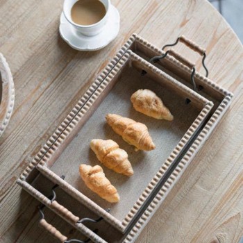 طقم صينيه تقديم خشب طبيعي 2 قطعه 7798