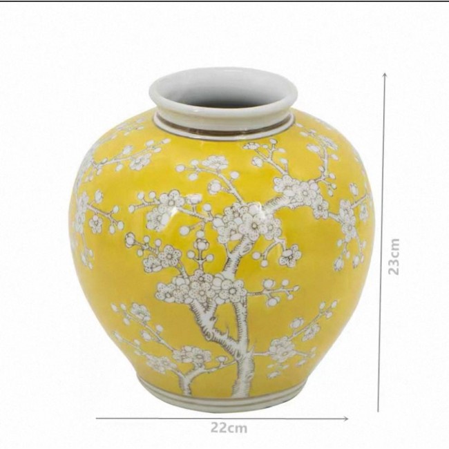 فازه سيراميك صفراء بتصميم اوربي فاخر 7837