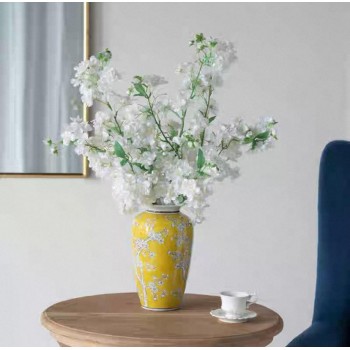 فازه سيراميك صفراء مزخرفه بالورود 7836