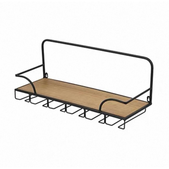 رف جداري خشب ومعدن بتصميم اوربي 8032