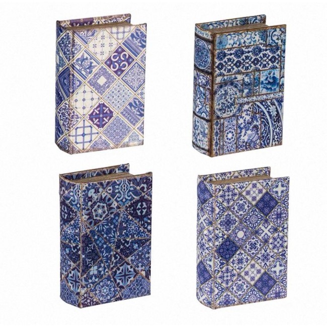 طقم كتب ديكور خشب بتصميم اوربي 4 قطع  8127