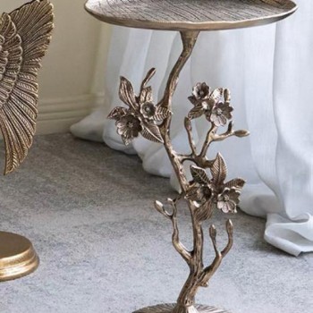 طاوله جانبيه مستديره بتصميم اغصان الورد معدن 7997