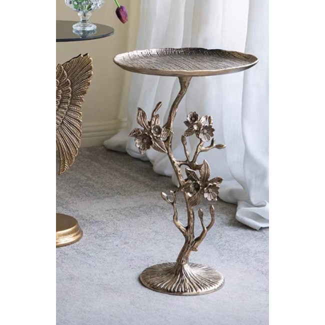طاوله جانبيه مستديره بتصميم اغصان الورد معدن 7997