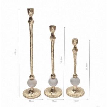 طقم شمعدان معدن مذهب بتصميم اوربي 3 قطع 7992