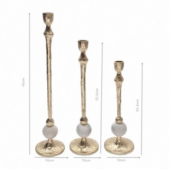 طقم شمعدان معدن مذهب بتصميم اوربي 3 قطع 7992