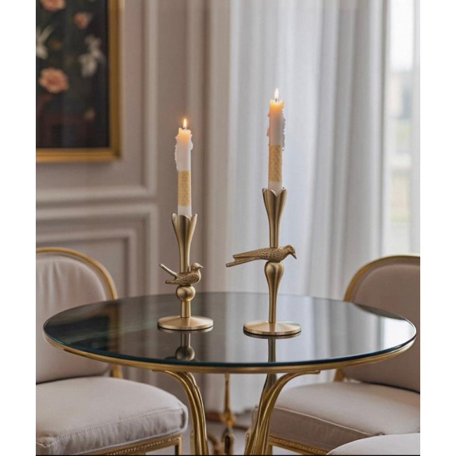 شمعدان معدن ذهبي بستايل اوربي متوفر الحجمين L8077 شمعدان معدن ذهبي بستايل اوربي متوفر الحجمين L8077