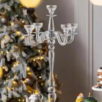 شمعدان زجاج كريستال فاخر بخمسة اذرع L8108