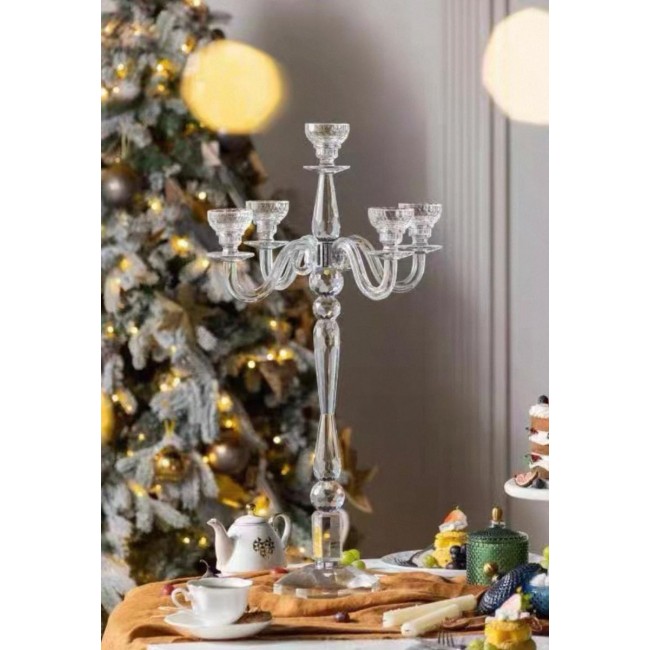 شمعدان زجاج كريستال فاخر بخمسة اذرع L8108