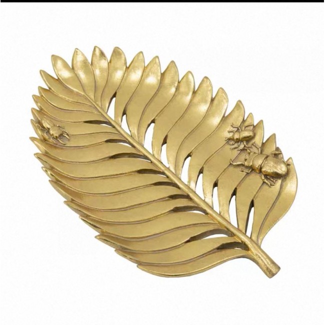 صحن ذهبي معدن بتصميم ورق شجر 7854
