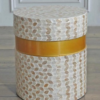 طاوله جانبيه مستديره مطعم برقائق من صدف الطبيعي 7820