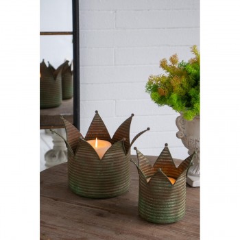 طقم شمعدان معدن بتصميم تاج بطراز اوربي العدد 2 8038