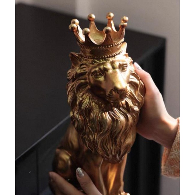 تحفه اسد متوج ذهبي ملائم لسطح مكتب 7914