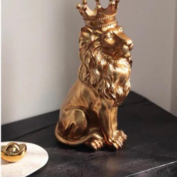 تحفه اسد متوج ذهبي ملائم لسطح مكتب 7914