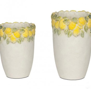 فازه سيراميك بتصميم الليمون ستايل متوقر الحجمين 7971