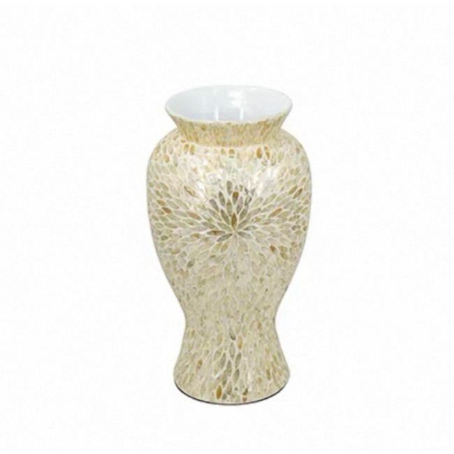 فازه فاخره مطعمه بصدف الطبيعي باللون البيج متوفر الحجمين 8116