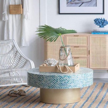 طاوله دائريه عصريه بتصميم رائع من رقائق الصدف الطبيعي  7870