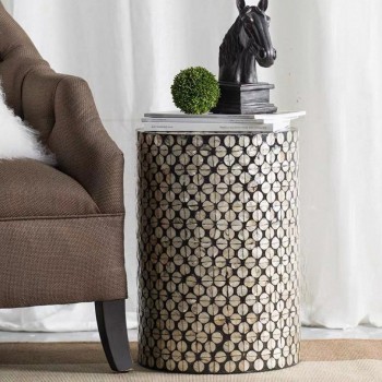 طاوله جانبيه مستديره مميزه مطعم بصدف رقيق 7829