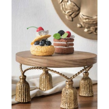 صينيه تقديم خشبيه مطعم بالمعدن المشغول يدويا 8089