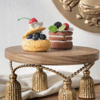 صينيه تقديم خشبيه مطعم بالمعدن المشغول يدويا 8089