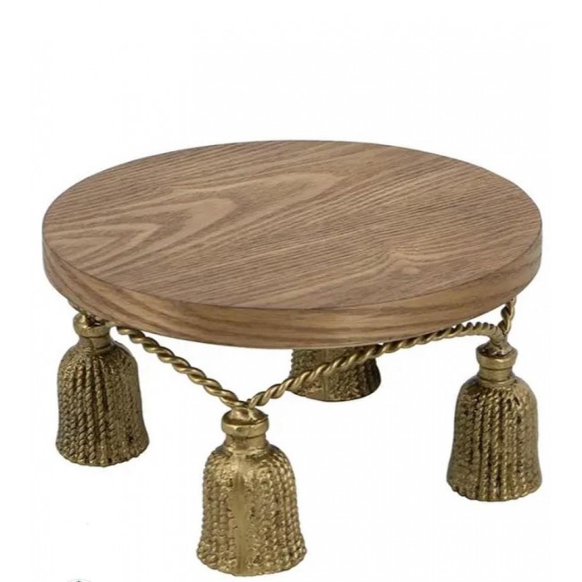 صينيه تقديم خشبيه مطعم بالمعدن المشغول يدويا 8089