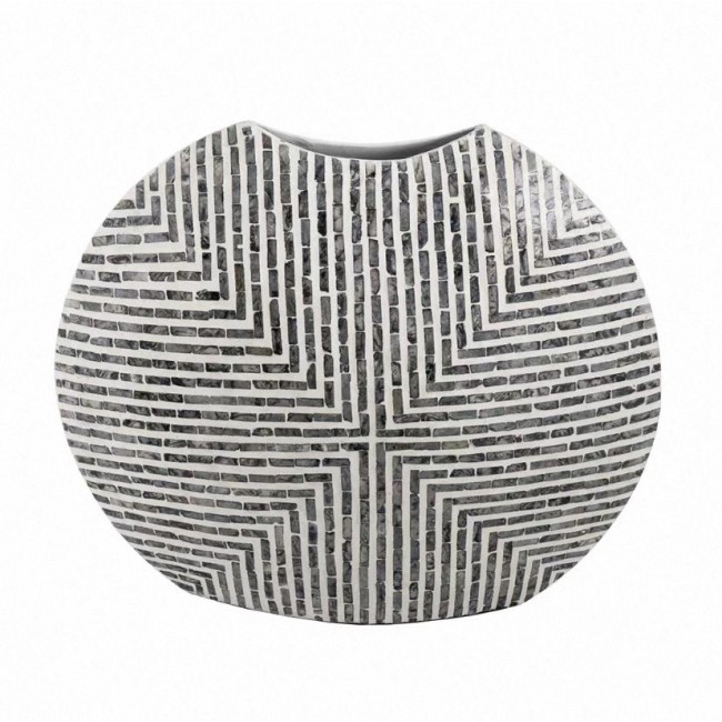 فازه انيقه مطعمه بصفدف طبيعي رقيق بتصميم مودرن بحجم كبير برتفاع 53cm 8118