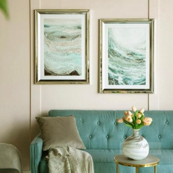 طقم لوحه كالنفس باطار مرآه فاخره العدد2 قطعه L7877