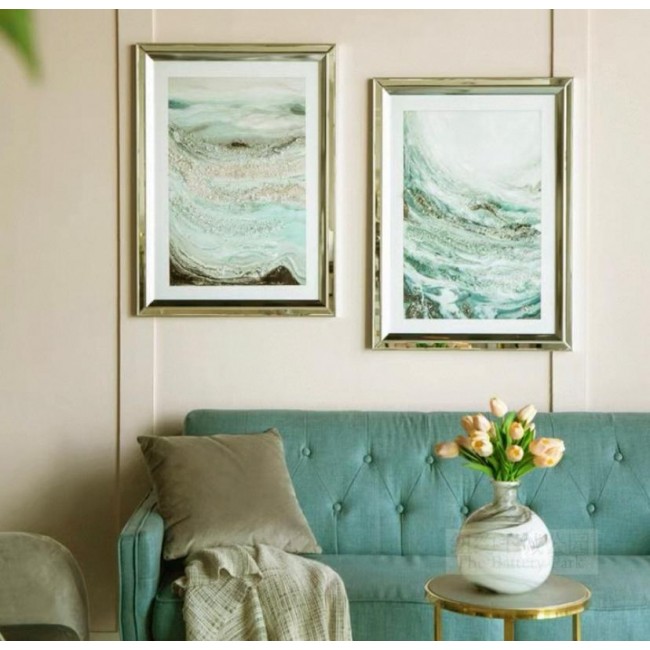 طقم لوحه كالنفس باطار مرآه فاخره العدد2 قطعه L7877