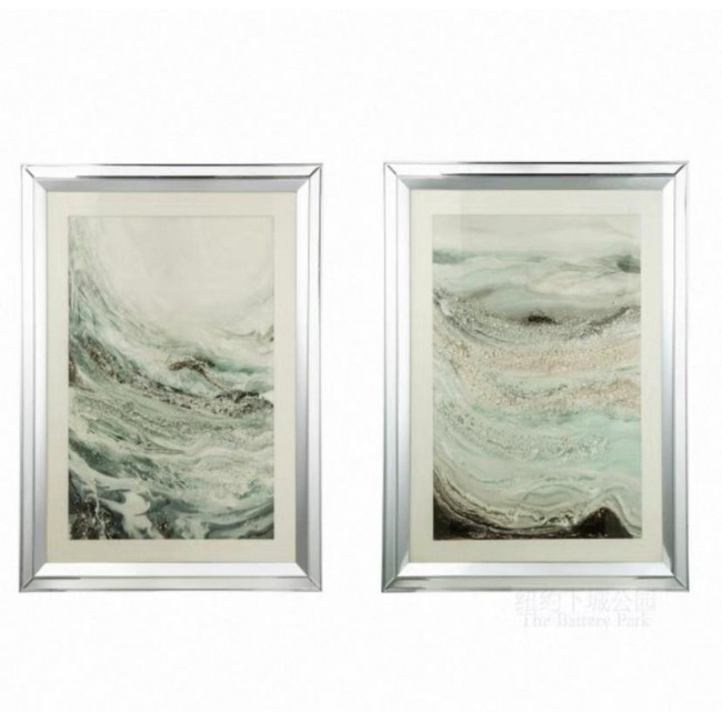 طقم لوحه كالنفس باطار مرآه فاخره العدد2 قطعه L7877