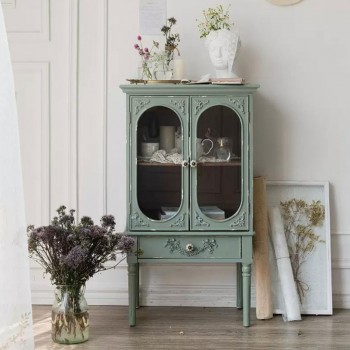 كونسول جداري بطراز الكلاسيكية مع درج وأبواب زجاجية9156