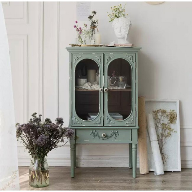 كونسول جداري بطراز الكلاسيكية مع درج وأبواب زجاجية9156