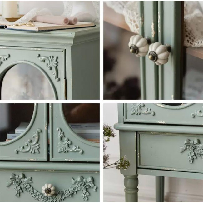 كونسول جداري بطراز الكلاسيكية مع درج وأبواب زجاجية9156