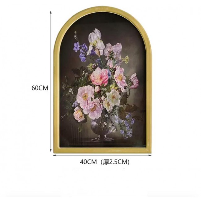 لوحه زهور باطار خشب مقوس بستايل اوربي 9163