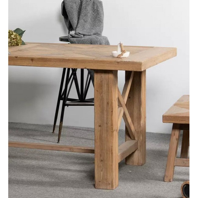 طاوله مصنوعه من الخشب الطبيعي بستايل اوربي ريفي 9173