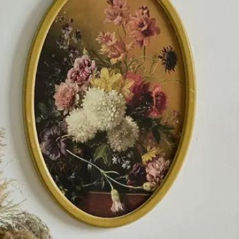 لوحة فنية زهور كلاسيكية بإطار ذهبي9166