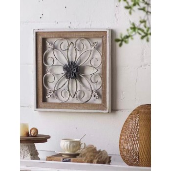 لوحه جداريه باطار خشبي بتفاصيل معدنيه مشغول يدويا 9237 لوحه جداريه باطار خشبي بتفاصيل معدنيه مشغول يدويا 9237