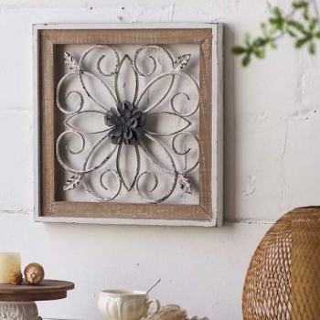 لوحه جداريه باطار خشبي بتفاصيل معدنيه مشغول يدويا 9237