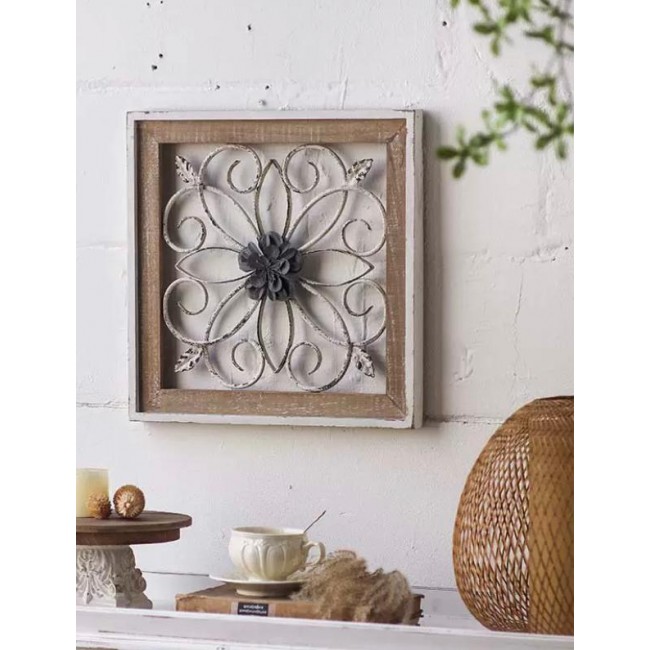 لوحه جداريه باطار خشبي بتفاصيل معدنيه مشغول يدويا 9237