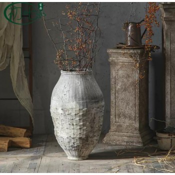 فازه فخاريه معتق رمادي بتصميم اوربي 9248 فازه فخاريه معتق رمادي بتصميم اوربي 9248